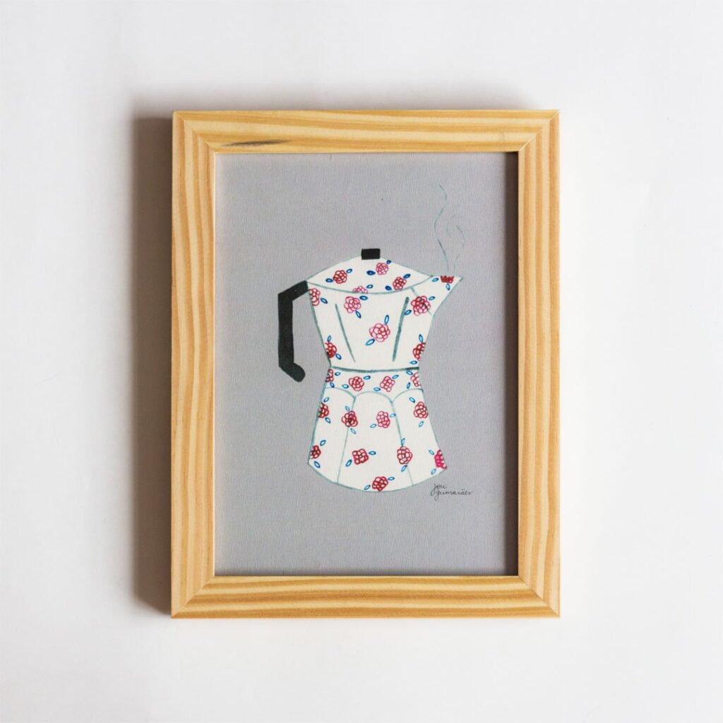 Ilustração "Cafeteira floral"